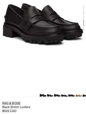 rag & bone Black Shiloh Loafers, sz IT 38.5